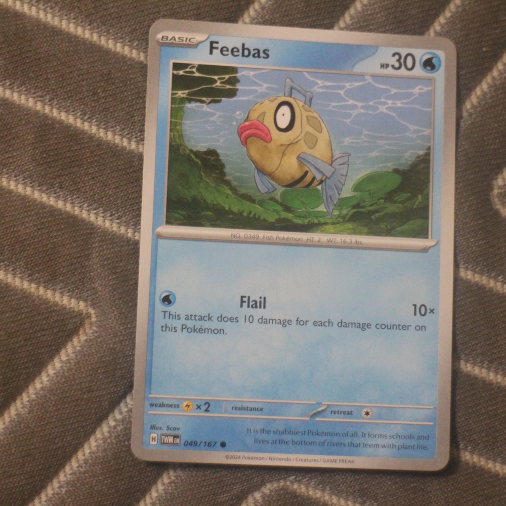 Pokemon Feebas Card - Blue and Red